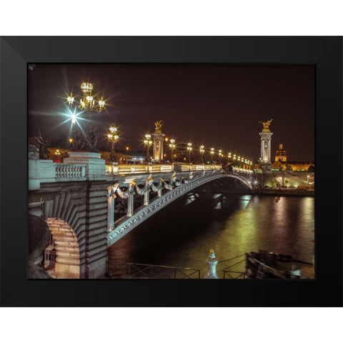 Pont Alexandre III bridge over River Seine, Paris, France Black Modern Wood Framed Art Print by Frank, Assaf