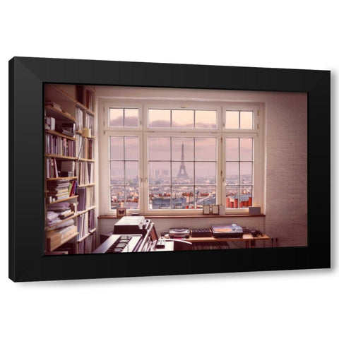 Cityscape of Montmartre with Eiffel Tower, Paris, France Black Modern Wood Framed Art Print with Double Matting by Frank, Assaf