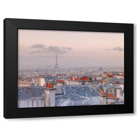 View of Eiffel tower from a window of flat, Paris, France Black Modern Wood Framed Art Print with Double Matting by Frank, Assaf