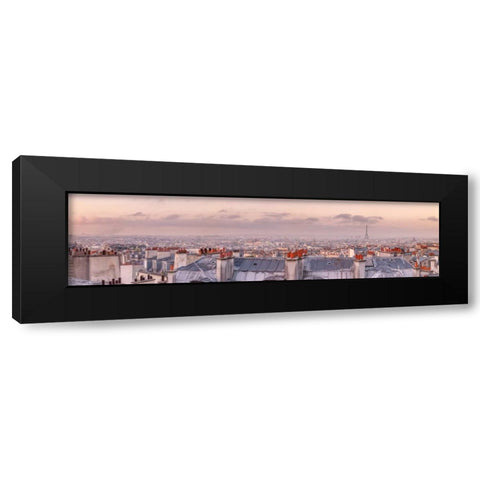 Cityscape of Montmartre with Eiffel Tower, Paris, France Black Modern Wood Framed Art Print with Double Matting by Frank, Assaf