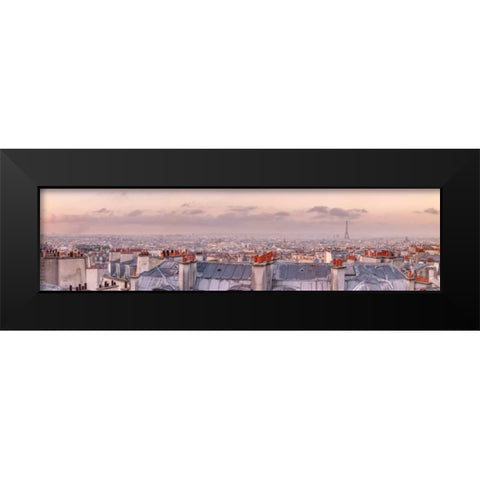Cityscape of Montmartre with Eiffel Tower, Paris, France Black Modern Wood Framed Art Print by Frank, Assaf
