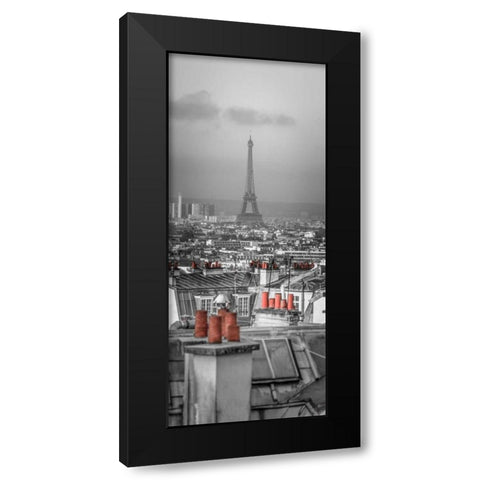 Cityscape of Montmartre with Eiffel Tower, Paris, France Black Modern Wood Framed Art Print by Frank, Assaf