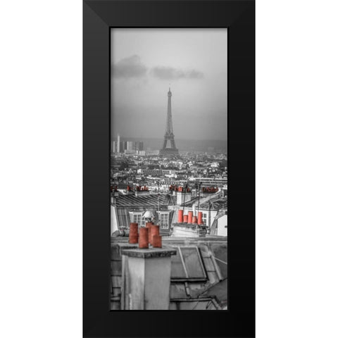 Cityscape of Montmartre with Eiffel Tower, Paris, France Black Modern Wood Framed Art Print by Frank, Assaf