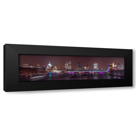 Panoramic view of London skyline Black Modern Wood Framed Art Print with Double Matting by Frank, Assaf