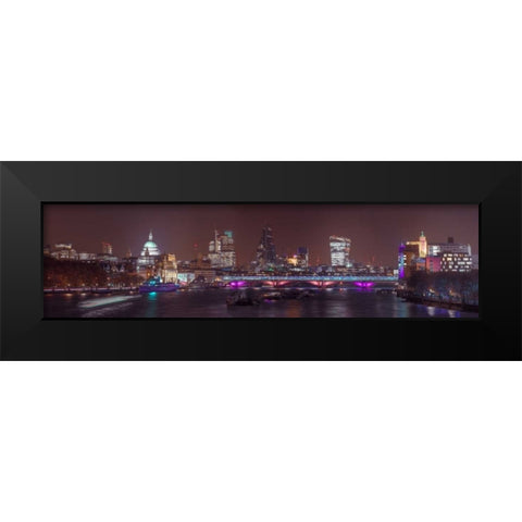 Panoramic view of London skyline Black Modern Wood Framed Art Print by Frank, Assaf
