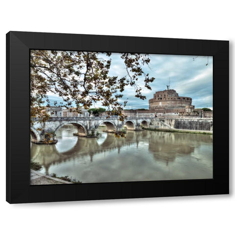 Castle St Angelo in Rome, Italy Black Modern Wood Framed Art Print with Double Matting by Frank, Assaf