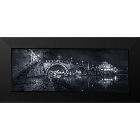 View of Castle St Angelo in Rome, Italy Black Modern Wood Framed Art Print by Frank, Assaf