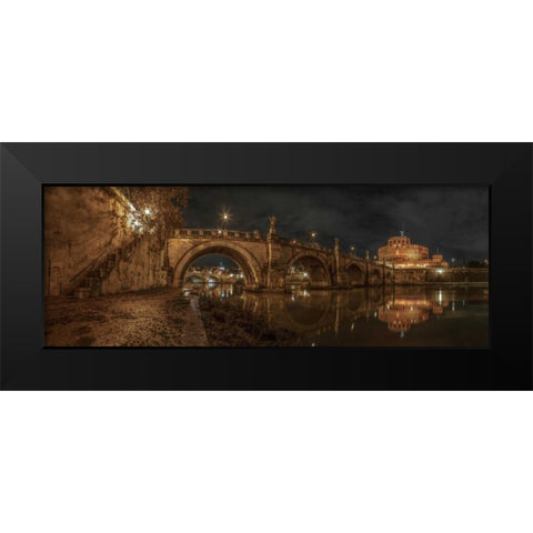 View of Castle St Angelo in Rome, Italy Black Modern Wood Framed Art Print by Frank, Assaf