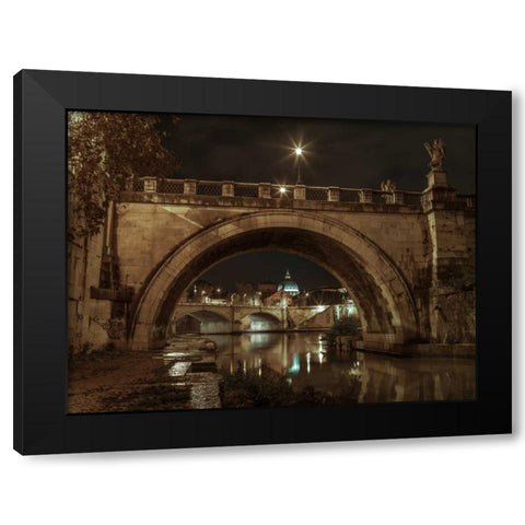 Castle St Angelo bridge in Rome, Italy Black Modern Wood Framed Art Print with Double Matting by Frank, Assaf
