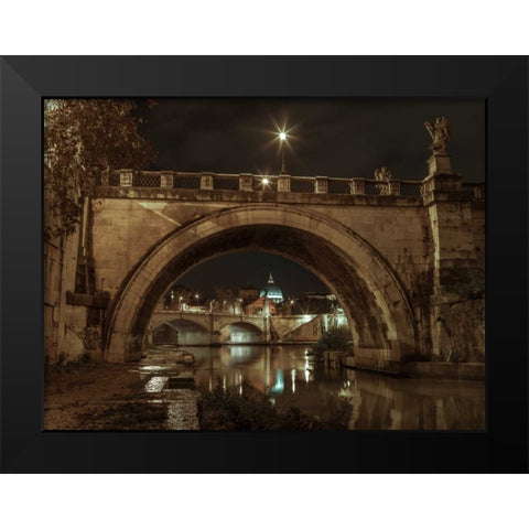 Castle St Angelo bridge in Rome, Italy Black Modern Wood Framed Art Print by Frank, Assaf