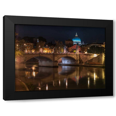 Castle St Angelo bridge in Rome, Italy Black Modern Wood Framed Art Print with Double Matting by Frank, Assaf
