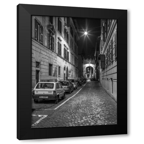 Vehicles parked on narrow city streets of Rome, Italy Black Modern Wood Framed Art Print with Double Matting by Frank, Assaf