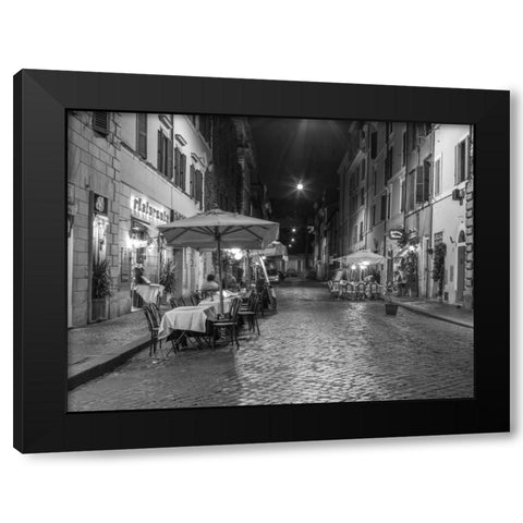 Sidewalk cafe on narrow streets of Rome, Italy Black Modern Wood Framed Art Print with Double Matting by Frank, Assaf