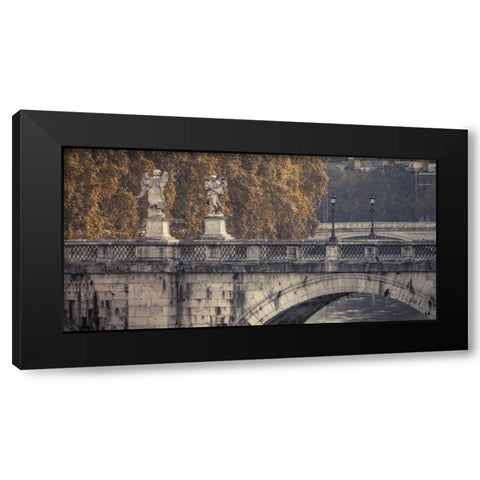 Saint Angelo bridge and Tiber River, Rome, Italy Black Modern Wood Framed Art Print with Double Matting by Frank, Assaf
