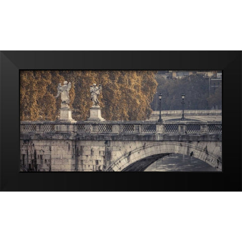 Saint Angelo bridge and Tiber River, Rome, Italy Black Modern Wood Framed Art Print by Frank, Assaf