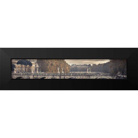 Saint Angelo bridge and Tiber River, Rome, Italy Black Modern Wood Framed Art Print by Frank, Assaf