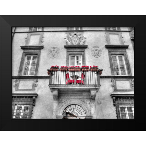 Old building with balcony in Rome, Italy Black Modern Wood Framed Art Print by Frank, Assaf