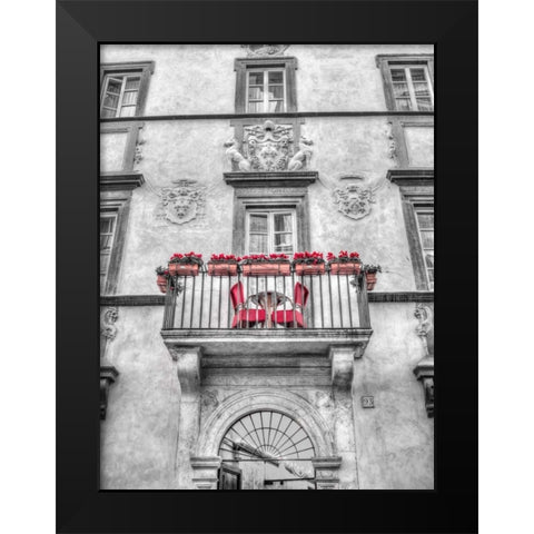 Old building with balcony in Rome, Italy Black Modern Wood Framed Art Print by Frank, Assaf