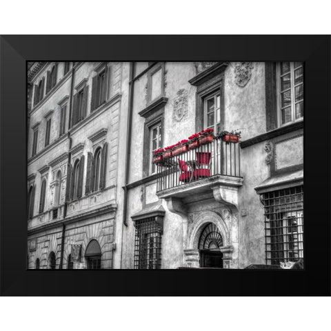 Old building with balcony in Rome, Italy Black Modern Wood Framed Art Print by Frank, Assaf
