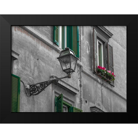 Lamp on an old buildings in city of Rome, Italy Black Modern Wood Framed Art Print by Frank, Assaf