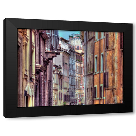 Narrow street through old buildings in Rome, Italy Black Modern Wood Framed Art Print with Double Matting by Frank, Assaf