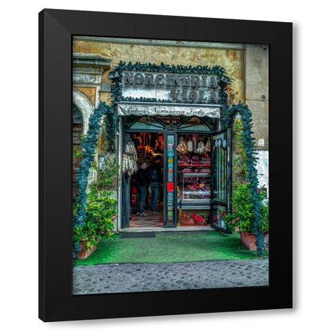 Butcher Shop in Rome, Italy Black Modern Wood Framed Art Print with Double Matting by Frank, Assaf