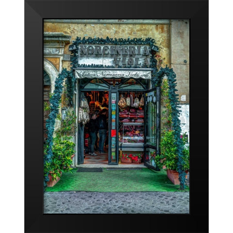 Butcher Shop in Rome, Italy Black Modern Wood Framed Art Print by Frank, Assaf