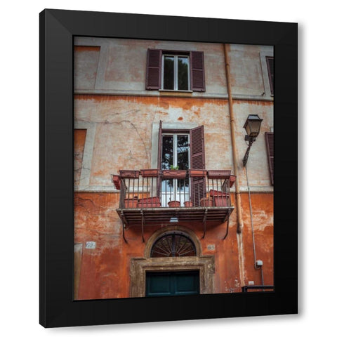 Old building with balcony in Rome, Italy Black Modern Wood Framed Art Print with Double Matting by Frank, Assaf