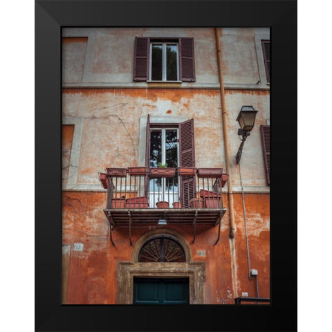 Old building with balcony in Rome, Italy Black Modern Wood Framed Art Print by Frank, Assaf