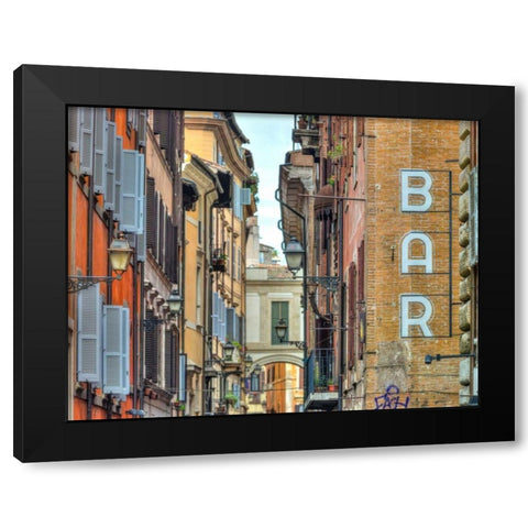 Narrow street through old buildings in Rome, Italy Black Modern Wood Framed Art Print with Double Matting by Frank, Assaf
