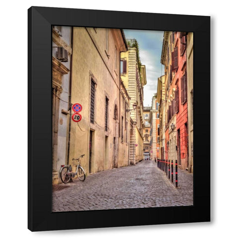 Narrow street through old buildings in Rome, Italy Black Modern Wood Framed Art Print with Double Matting by Frank, Assaf
