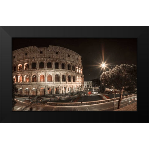 Famous Colosseum in Rome, Italy Black Modern Wood Framed Art Print by Frank, Assaf
