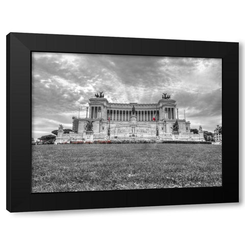 Famous Piazza Venezia in Rome, Italy Black Modern Wood Framed Art Print with Double Matting by Frank, Assaf
