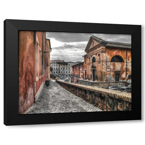 Narrow streets through old buildings, Rome, Italy Black Modern Wood Framed Art Print with Double Matting by Frank, Assaf