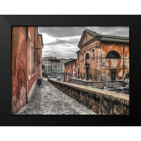 Narrow streets through old buildings, Rome, Italy Black Modern Wood Framed Art Print by Frank, Assaf