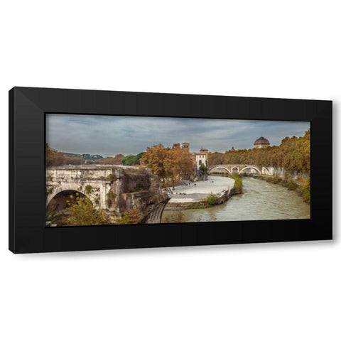 Tiber river through the city of Rome, Italy Black Modern Wood Framed Art Print with Double Matting by Frank, Assaf
