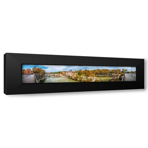 Tiber river through the city of Rome, Italy Black Modern Wood Framed Art Print with Double Matting by Frank, Assaf