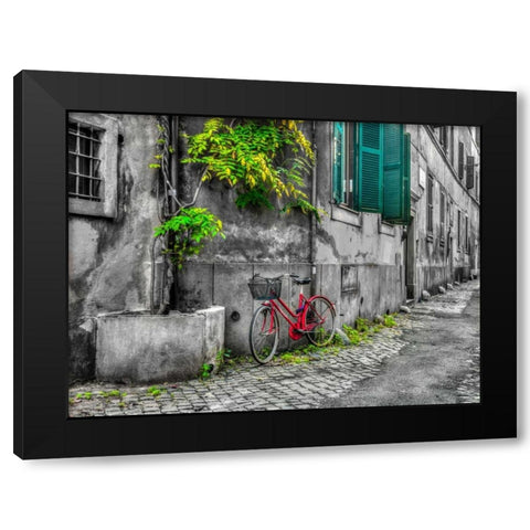 Bicycle outside old building, Rome, Italy Black Modern Wood Framed Art Print with Double Matting by Frank, Assaf