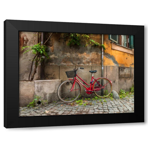 Bicycle outside old building, Rome, Italy Black Modern Wood Framed Art Print with Double Matting by Frank, Assaf