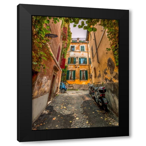 Narrow streets in old town of Rome, Italy Black Modern Wood Framed Art Print with Double Matting by Frank, Assaf