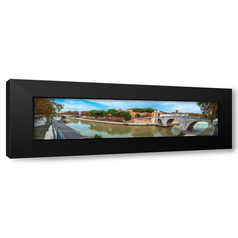 Tiber river through the city of Rome, Italy Black Modern Wood Framed Art Print with Double Matting by Frank, Assaf