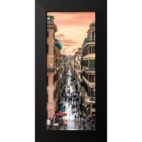 City street, Rome, Italy Black Modern Wood Framed Art Print by Frank, Assaf