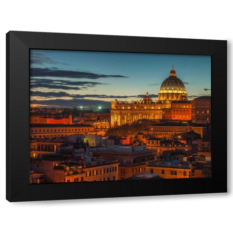 Vatican city with St. Peters Basilica, Rome, Italy Black Modern Wood Framed Art Print with Double Matting by Frank, Assaf