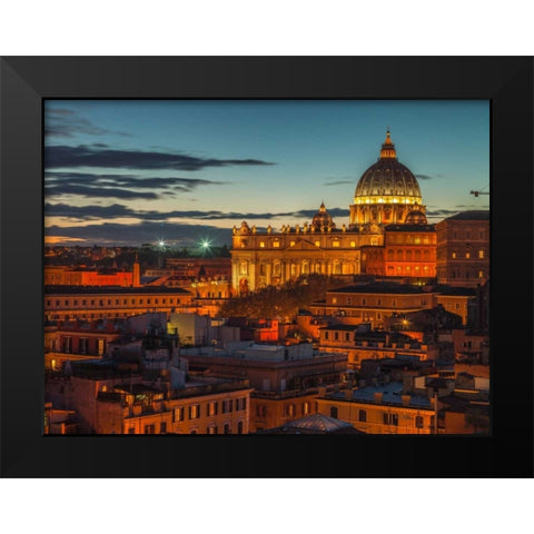 Vatican city with St. Peters Basilica, Rome, Italy Black Modern Wood Framed Art Print by Frank, Assaf
