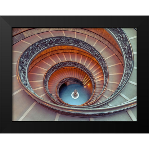 Spiral staircase at the Vatican museum, Rome, Italy Black Modern Wood Framed Art Print by Frank, Assaf