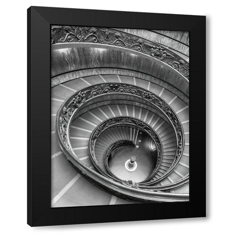 Spiral staircase at the Vatican museum-Rome-Italy Black Modern Wood Framed Art Print with Double Matting by Frank, Assaf