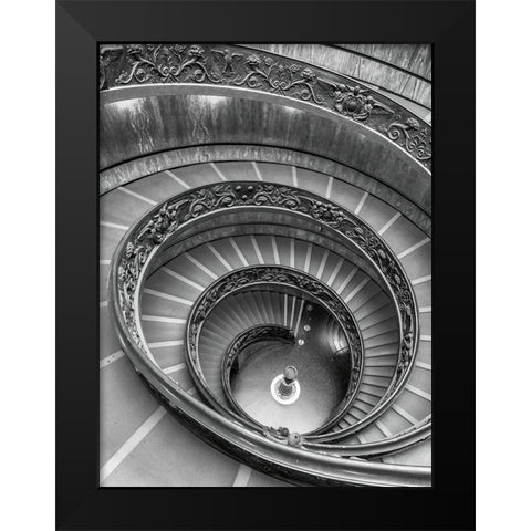Spiral staircase at the Vatican museum-Rome-Italy Black Modern Wood Framed Art Print by Frank, Assaf