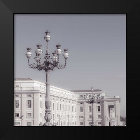 Lamppost in St. Peters Basilica square, Vatican, Rome Black Modern Wood Framed Art Print by Frank, Assaf