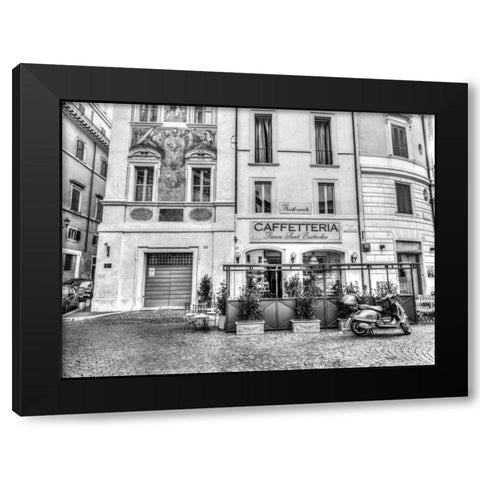 Cafeteria in Rome Black Modern Wood Framed Art Print with Double Matting by Frank, Assaf