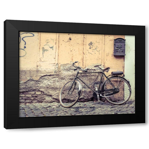 Bicycle outdise old house in Rome Black Modern Wood Framed Art Print with Double Matting by Frank, Assaf